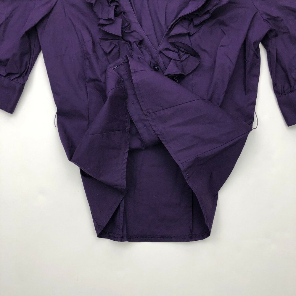 bebe Purple Ruffled Button-Front Blouse - Picture 3 of 5